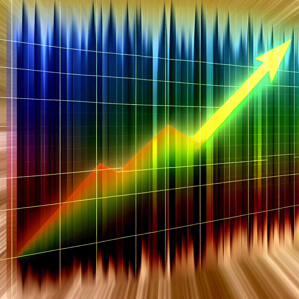 A dynamic graph showing a sharp upward trend, symb