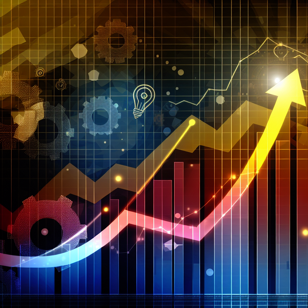 A dynamic graph showing an upward trend in sales f